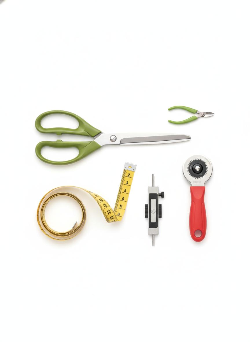 Quality sewing tools including scissors and measuring tape